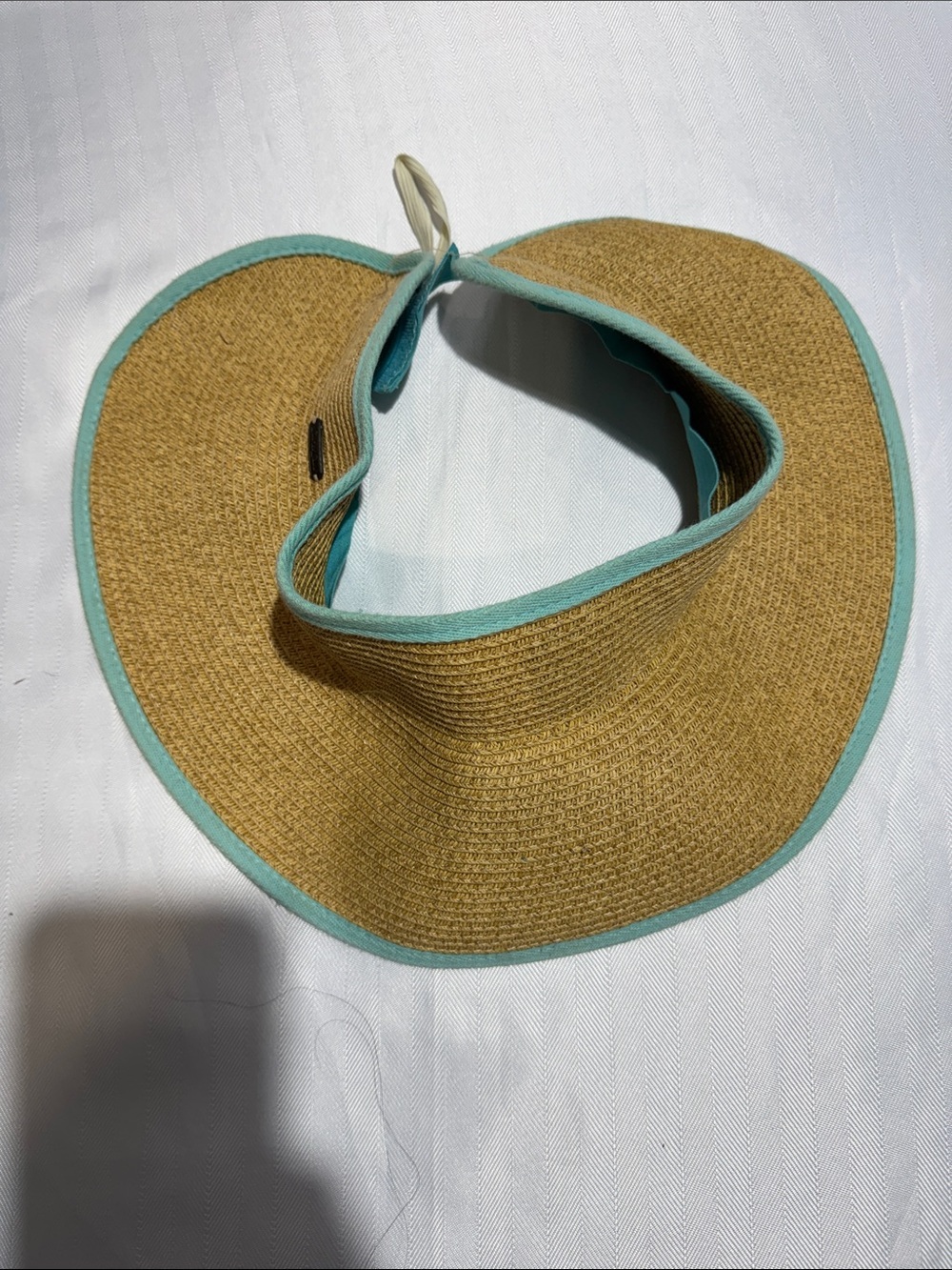 Natural Straw Visor with Aqua Trim